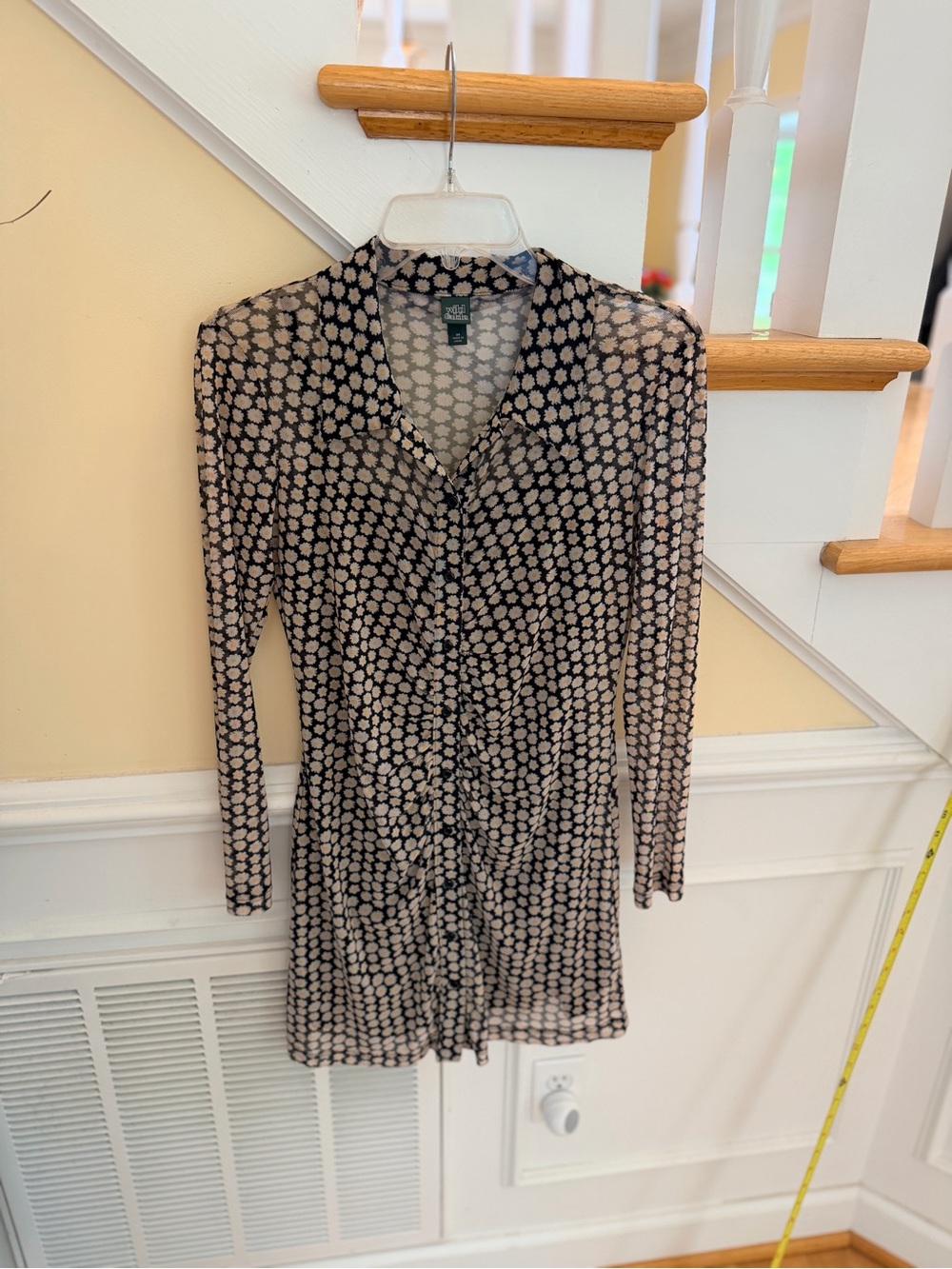 Ladies Size XS WILD FABLE 2 Piece Black/Yellow Long-Sleeve Button Dress TankTop